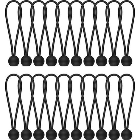 Lot de 20 cordons élastiques pour bâche élastique, bâche élastique, attaches de corde pour bannière, bâches, pavillons, tentes, crochets élastiques de tente, support de bâche, mâts de drapeau. (1/5)