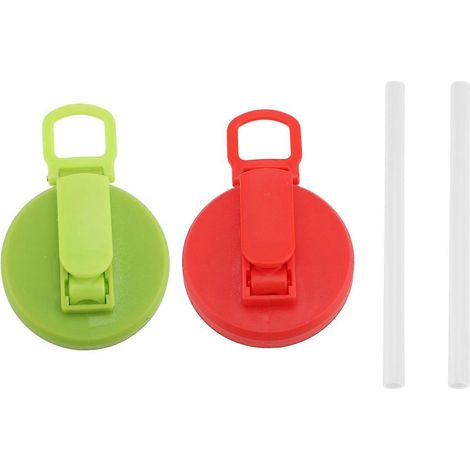 Lot de 2 couvercles pour canettes de soda avec paille, étanches et réutilisables, en plastique. (1/4)