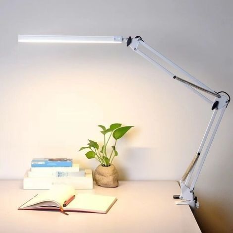 Faltbare LED-Schreibtischlampe mit langem Arm – geeignet für Schlafzimmer, Büros usw. – 1 Stück, weiß (1/5)