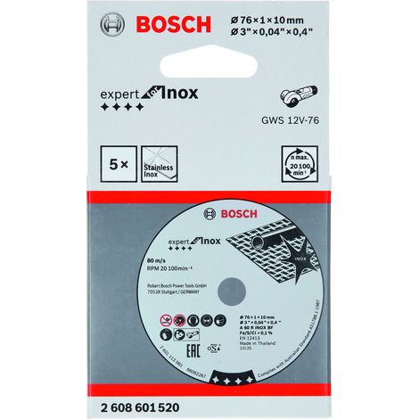 Caja de 5 discos de corte BOSCH Expert for Stainless Steel - Ø76mm - 2608601520