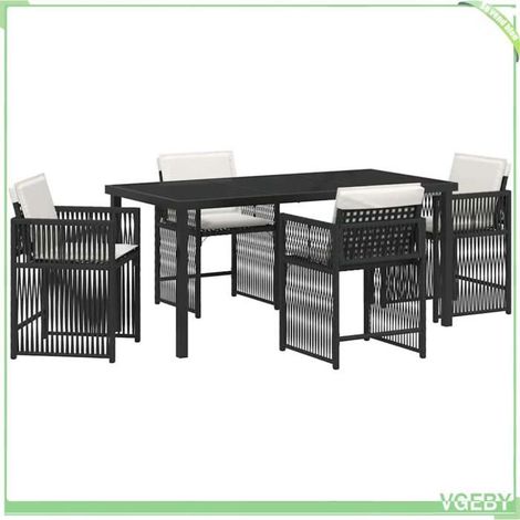 Ensemble de salle à manger pour jardin - FAFEICY - 3380771 - Noir - Polyrotin - 4 chaises + 1 table (1/5)