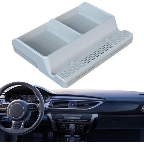 Caja de almacenamiento para salpicadero de coche: Soporte multiusos para teléfono, base estable  Bandeja organizadora para consola de coche (1/5)