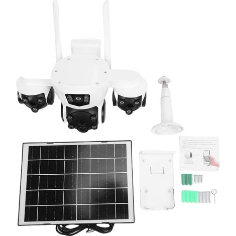 Ortviai Caméra de Sécurité Solaire Extérieure 3 Lentilles HD 4K avec Détection Humaine et WiFi