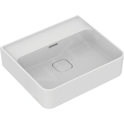 Lavabo Strada II, sans trou de vidange, avec écoulement, poli, 500x430x170mm, blanc (1/3)