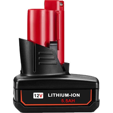 Batterie 5.5Ah 12V pour Milwaukee M12 Batterie 12V Lithium-Ion 4932451395 48-11-2410,48-11-2420,48-11-2411,48-11-2411-2401
