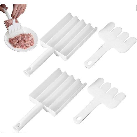 Kit pour faire des boulettes de viande soi-même, machine à boulettes triple Creative Kitchen, cuillère à boulettes avec spatule, ustensiles de cuisine maison, 2 pièces (1/5)