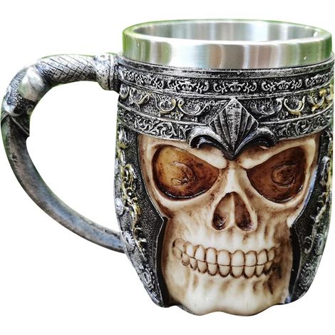 Tasse à Bière Crâne 2 Couches Anti-Usure Design Squelette Élégant Acier Inoxydable 550ml (1/5)