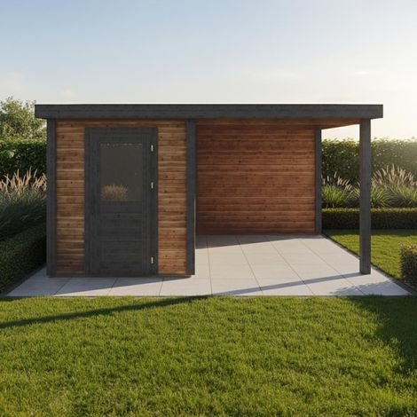 Abri de jardin en bois Vala 2.09x2.59m - 11.81m2 - Ep. 28mm - Traité (1/4)