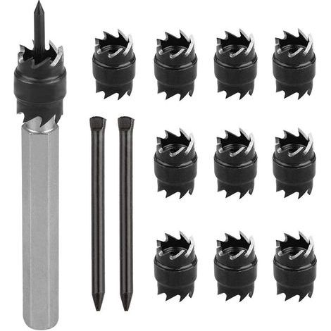 Juego de 13 brocas giratorias de doble cara de 3/8" para remover soldaduras por puntos y 2 cortadores de metal de repuesto para taladros eléctricos y soldadura por puntos. (1/5)