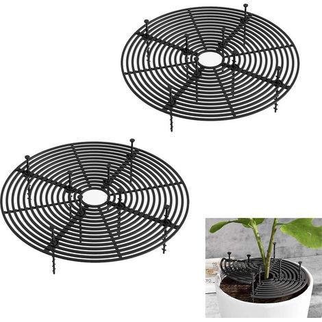 Lot de 2 protections pour plantes : pots de fleurs couvercle 30 cm, noir, pour l'intérieur et l'extérieur, protection de pot de fleurs chats (1/5)