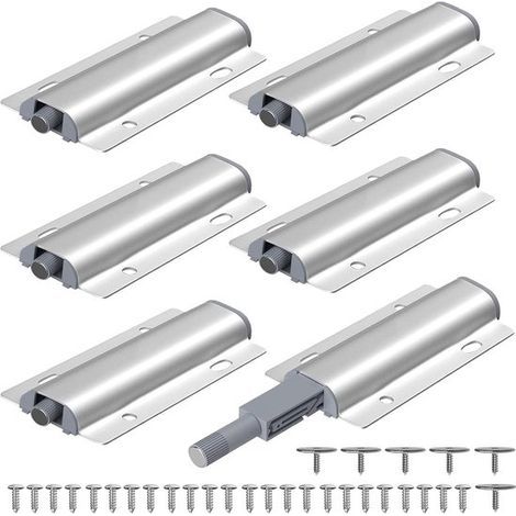 6er-Set magnetische Schranktürverschlüsse mit Schrauben – Zum Öffnen durch Drücken – Silberner Verschluss (1/5)