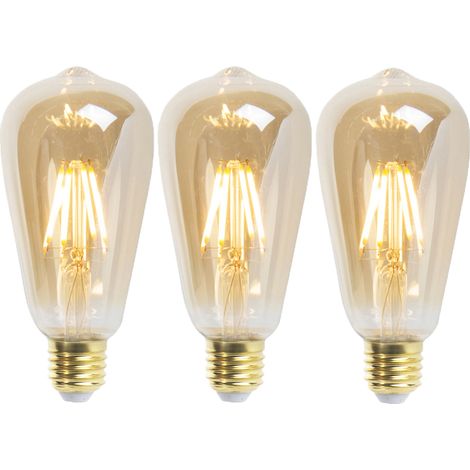 LUEDD Set di 3 lampadine LED dimmerabili E27 ST64 Goldline 5W 380lm 2200K (1/3)