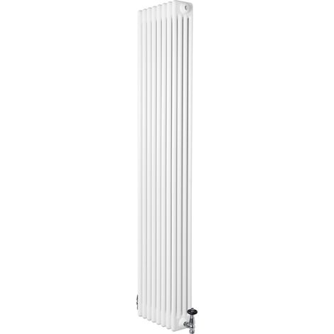 Radiatore Tradizionale 4 Colonne Verticale Riscaldamento Bianco & Valvole 1800x380 mm