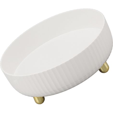 Étagère de rangement rotative à 360° - Organisateur rond pour cosmétiques et épices - Plateau tournant pour placard de cuisine/garde-manger - Petit modèle blanc (1/5)