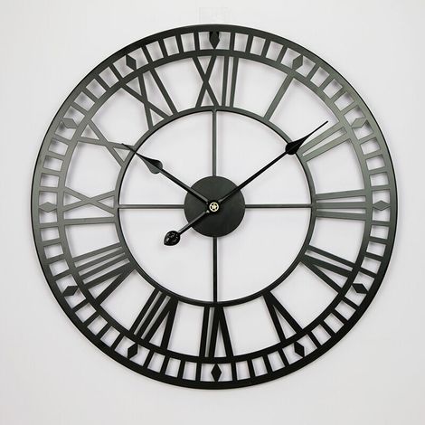 Orologio da parete in metallo con numeri romani, orologio tradizionale vintage retrò industriale, silenzioso, decorativo, ideale per soggiorno, ufficio e bar (40 cm, lancette dorate)