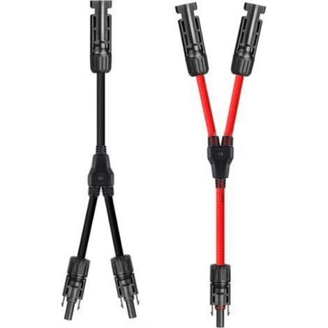 6mm² Y Cable Panneau Solaire 1 Paire, 1 à 2 Branches Y Connecteurs Câble Solairede Panneau Solaire MMF + FFM (1/4)