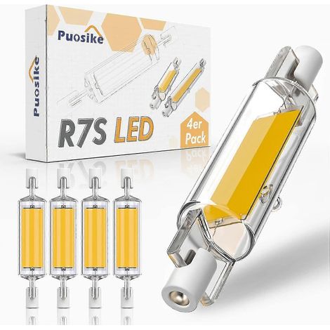 Nouveaux modèles 2024 : Ampoule LED R7s 78 mm à intensité variable 600 lm, 10 W, blanc chaud 2 700 K, remplacement pour ampoule halogène J7s 80-100 W, luminaire linéaire LED COB R7s à éclairage intens (1/5)