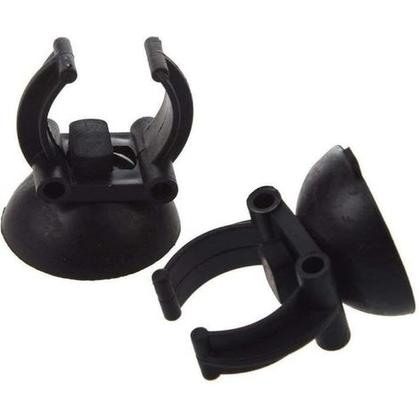 Ventouse Fish Tank Aquarium Chauffage Caoutchouc Clip Airline Tubing Porte- Verre Noir 2 PCS Portable et UtileDesign Pratique