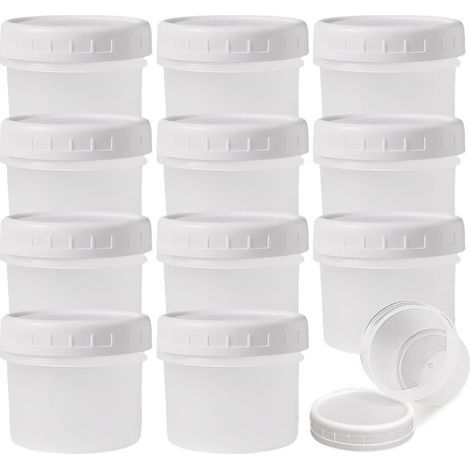 12 small plastic jars with lids, 160ml each, mini freezer containers, round snack containers, sauce storage pots, reusable food containers, stackable kitchen storage jars (1/5)