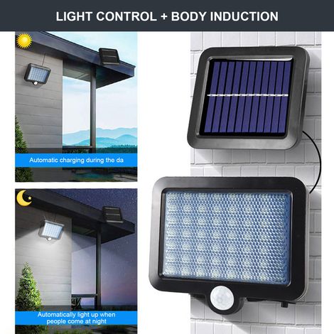 Solarbetriebene Außenwandleuchte mit Bewegungsmelder, wasserdicht, Testinstallation, Beleuchtung für Haus und Garten
