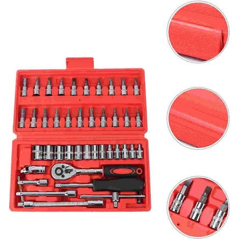 Coffret d'outils de réparation automobile comprenant douilles, clé dynamométrique et boîte à outils. (1/5)