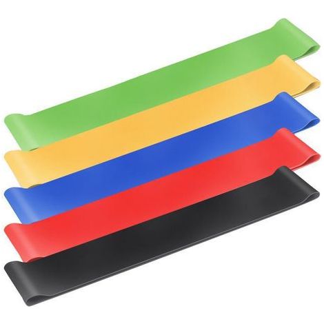 Set mit 5 Widerstandsbändern – Schlaufen-Widerstandsbänder – Vielseitige TPE-Bänder – Ideal für Heimfitness, Yoga, Physiotherapie und Krafttraining (1/5)