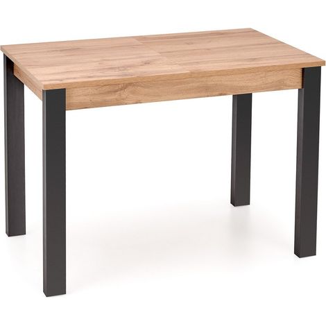 Table à manger extensible 100-135cm couleur chêne avec pieds noirs ARZAL (1/5)