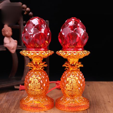 Lampe Lotus LED 8 pouces jaune cristal doux chaud, économie d'énergie, paire de lampes Bouddha pour maison, dieu de la richesse, lumière artificielle. (1/5)