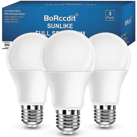 Ampoule à spectre complet, 6000 K, lumière naturelle du soleil, 9 W (équivalent 60 W), blanc froid