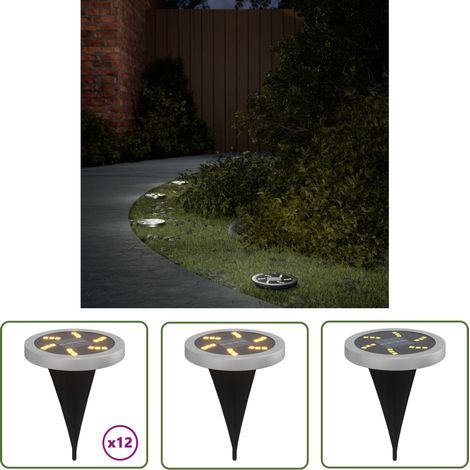 The Living Store Solar-Bodenleuchten mit Erdspieß 12 Stk. Warmweiß - Solarlaterne - Gartenbeleuchtung - Außenscheinwerfer - LED-Strahler - Solarbetriebene Lampen (1/5)