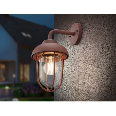 Industrial Außenwandleuchte DUERO E27 Laterne in Rostoptik, Höhe 33cm (1/5)