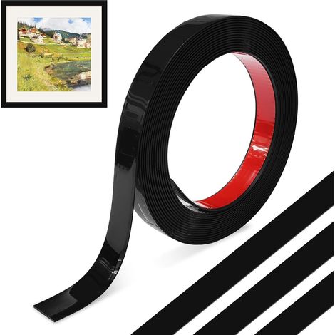Moulures décoratives pour mur, 12 m flexibles et autocollantes en acier inoxydable, pour coins, plafonds, cadres de miroirs (noir) 12 m x 2 cm (1/5)