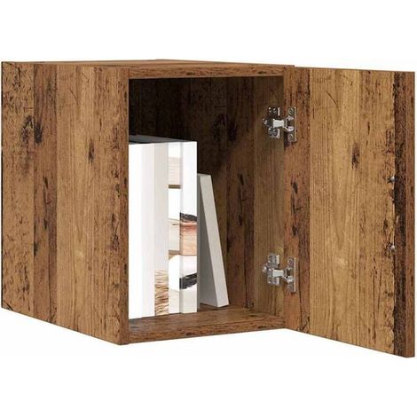 Étagère Murale de Rangement en Bois Massif Style Vintage, Meuble Mural avec Porte 30x42,5x39,5 cm, Placard de Suspension pour Cuisine Salon Salle de Bain (1/5)