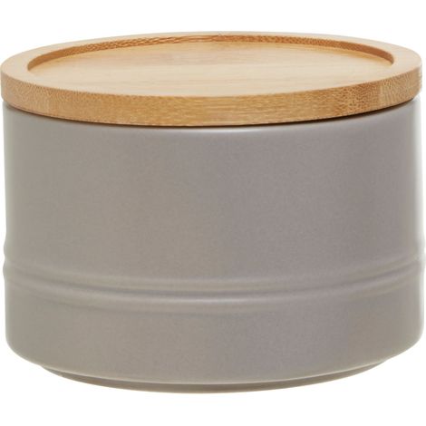 Premier Housewares Grey Small Canister Storage Containers For Kitchen Plain Items Tea Sugar Canister And More Storage Jars 11 x 11 x 7 (1/5)