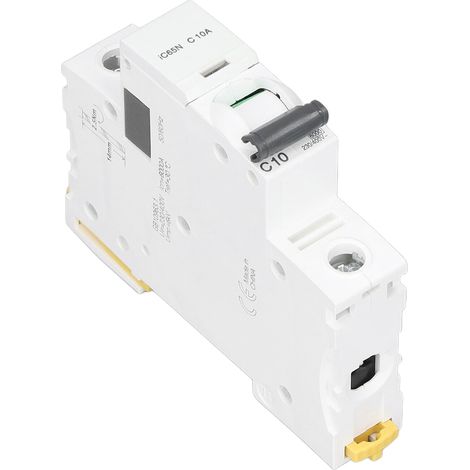 Disjoncteur différentiel modulaire 1P IC65N C10A 10A, rail DIN, 230V/400V, protection par interrupteur de déconnexion. (1/5)