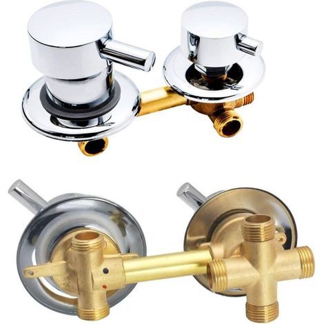 3 voies en Voies Mitigeur Robinets de douche , laiton 10 cm , mitigeur d'eau chaude et froide , inverseur G1/2" , commande par interrupteur , pour salle de douche (1/5)