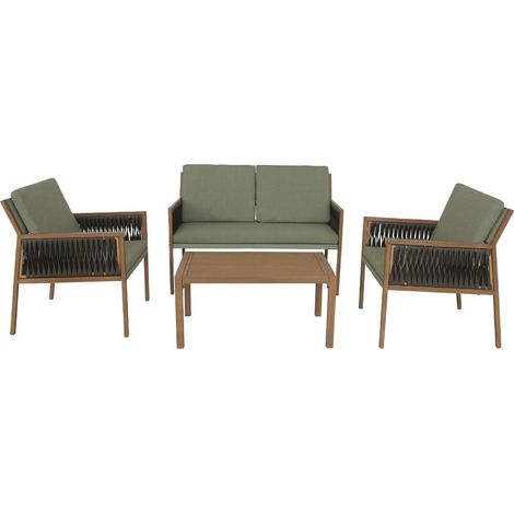 Set da giardino HHG-102, set lounge da giardino, salottino, polyrattan in olefina (210 g/m²), verde (1/5)