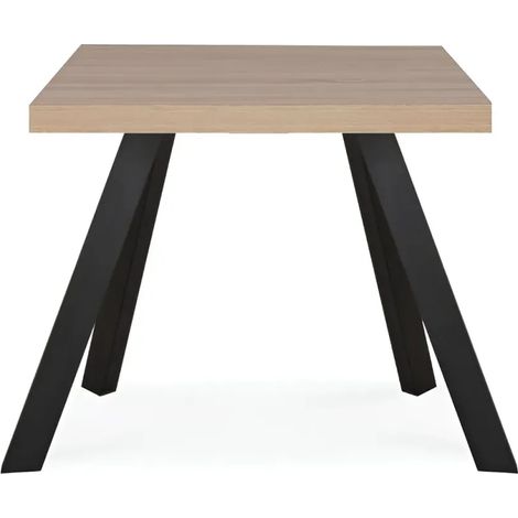Tavolo Quadrato 80x80 cm da Pranzo Piano Rovere Struttura Nera