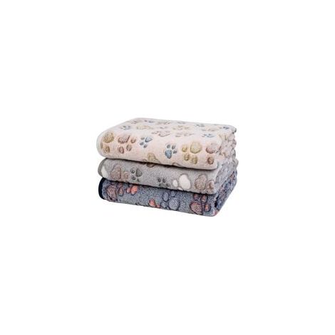 Juego de 3 mantas para perros, mantas de lana suaves y mullidas para mascotas, colchonetas cálidas para dormir, estampado de huellas de patas, mantas para cachorros y gatitos, cubiertas - Crezuo
