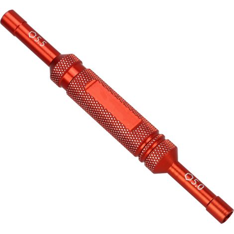 Universeller Demontage-Steckschlüssel aus Aluminiumlegierung 5,0 mm und 5,5 mm, geeignet zur Reparatur von M3- und M2-Muttern an ferngesteuerten Modellen, rot. (1/5)