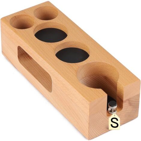 Espresso Tamper Station de Tasser Café pour 51-54mm Portafilter, Accessoire Cafe en Bois de Hêtre pour Tamping, Rangement