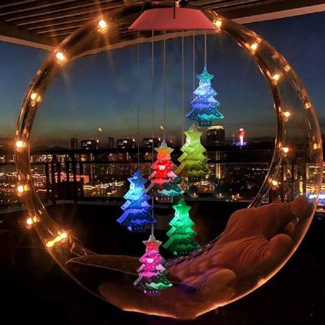 Carillon lumineux solaire LED pour sapin de Noël, décoration extérieure de jardin - Rouge (1/5)
