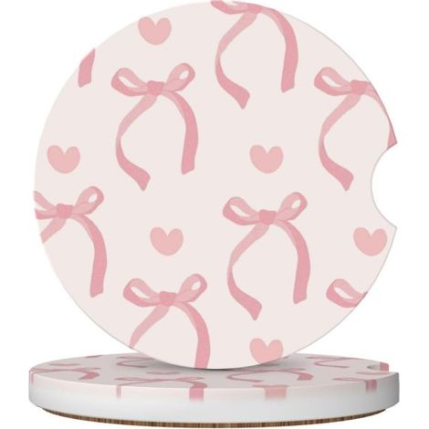 Tapis porte-gobelet de voiture Powder Bow Love (2 pièces) en céramique absorbante (1/5)