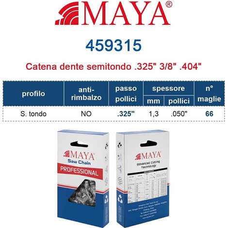 Catena Motosega .325" - 1,3 mm .050" - 66 maglie Prof. S.tondo senza antirimbalzo 459315