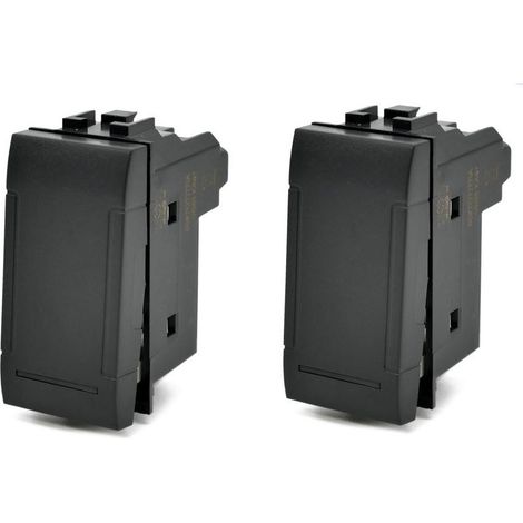 Kit 2 deviatore bipolare compatibile con living light international air interruttore pulsante 2p 16a 250v nero
