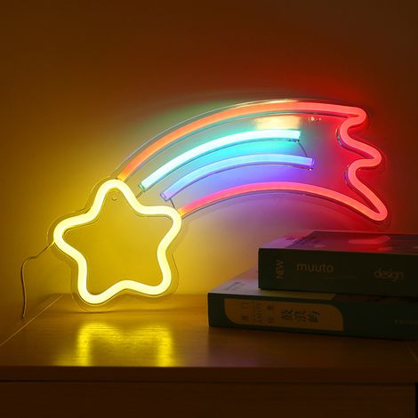 Decorazione al neon arcobaleno per festival, insegna luminosa a LED da parete, 1 piastra posteriore in meteorite (1/4)