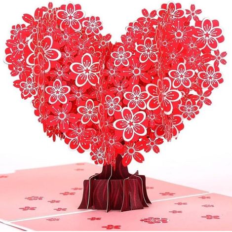 Biglietti pop-up, biglietto d'auguri 3D romantico con albero a forma di cuore, bouquet pop-up, biglietto di San Valentino, idea regalo romantica per lei/lui, regalo unico (1/5)