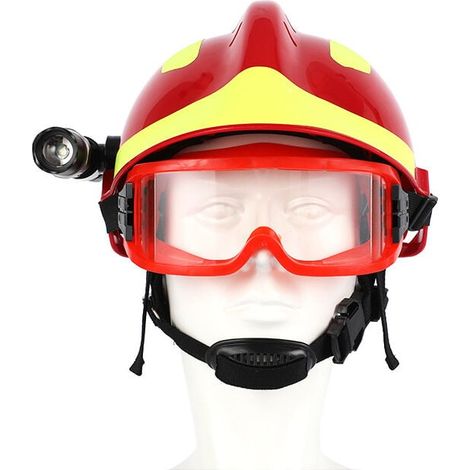 F2 Casque de secours Casques de sécurité pour sapeurs-pompiers Protection incendie au travail Casque avec lampe frontale et lunettes Casque de protection incendie (1/4)