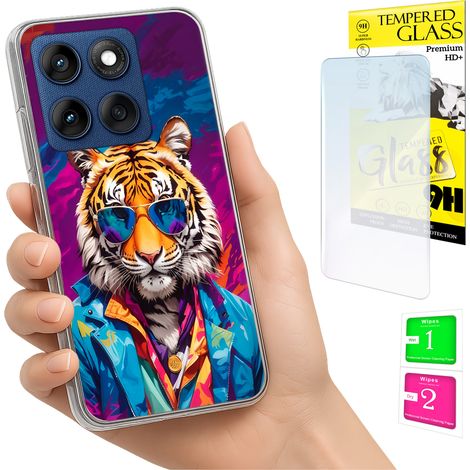 Custodia per Motorola Edge 60 Fusion / Edge 60 Photo Case Tiger Back + vetro (1/5)