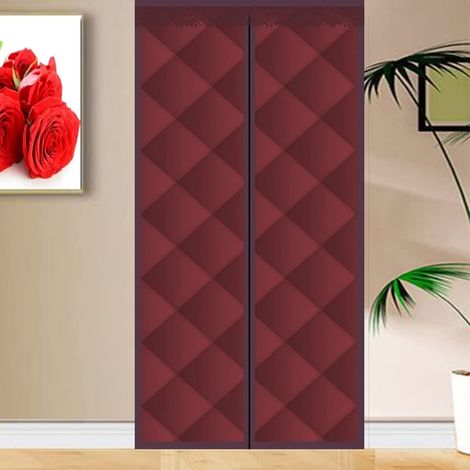 Rideau de Porte Isolant Thermique Rideau de Porte Épaississant d'hiver Isolant Phonique Anti Froid pour portes Isolation Seule pour portes de balcon Porte de salon extérieure 90x210cm Rouge (1/5)